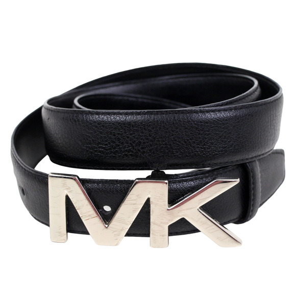 Michael Kors BLACK GENUINE LEATHER 1.25"Wd WOMEN'S LOGO DRESS BELT Sz 38"/L (A14 - Picture 5 of 9